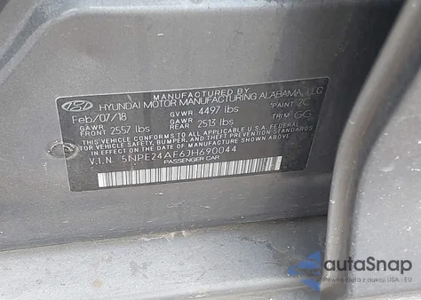 2018 Hyundai Sonata Se z USA, uszkodzony, nr VIN 5NPE24AF6JH690044
